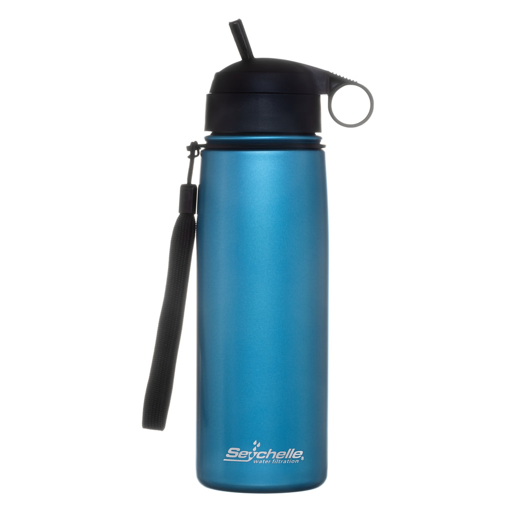 Seychelle Water Filtration Bottle Stainless Steel Blue Strap BPA free No  filter