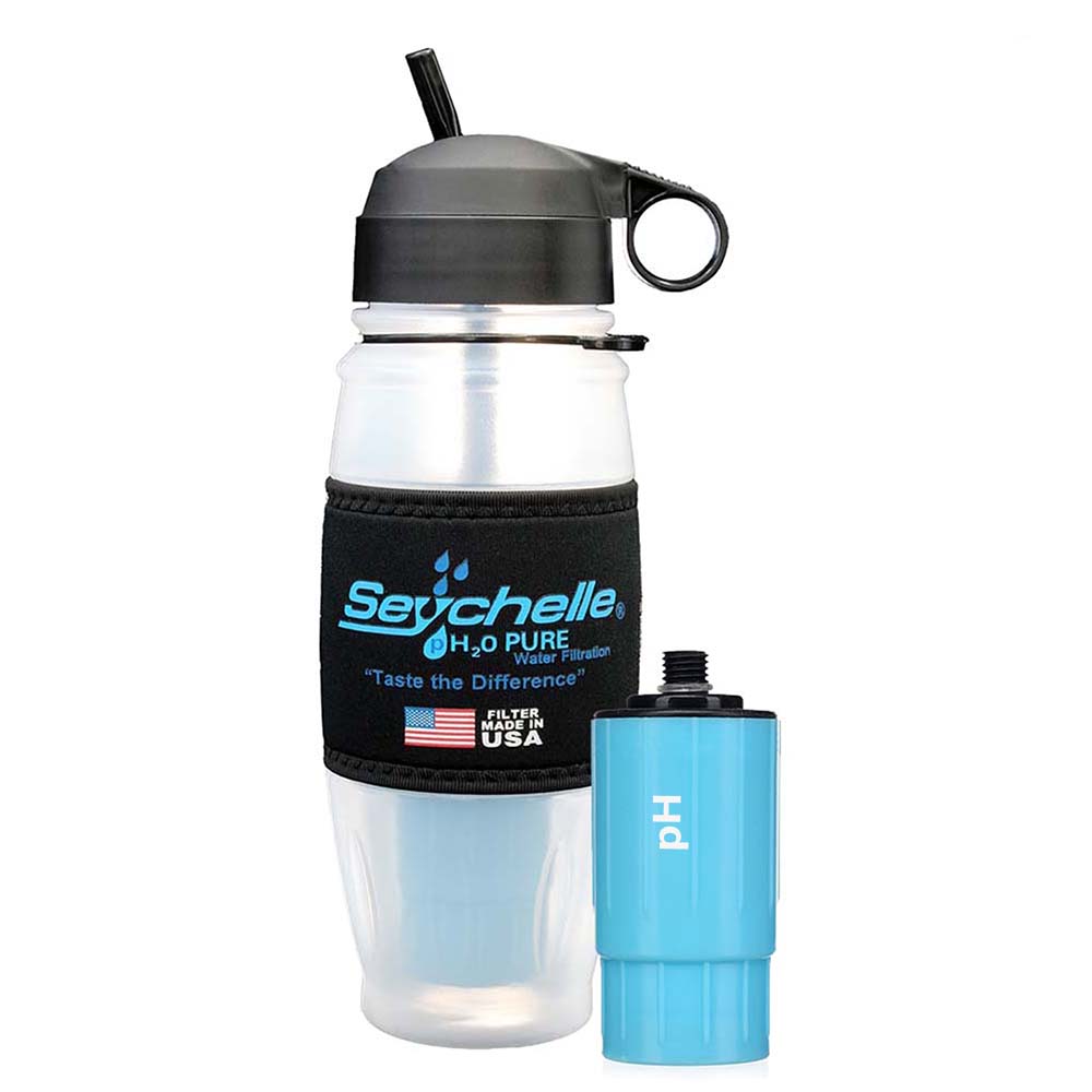 Seychelle Water Filtration Bottle Stainless Steel Blue Strap BPA free No  filter